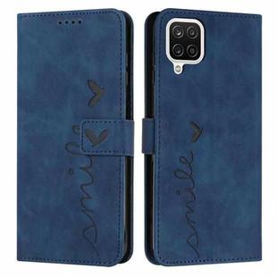 For Samsung Galaxy A12 Skin Feel Heart Pattern Leather Phone Case(Blue)