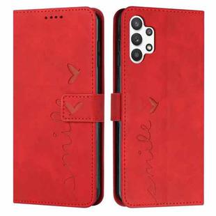 For Samsung Galaxy A13 4G Skin Feel Heart Pattern Leather Phone Case(Red)