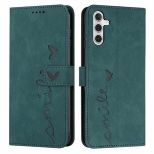 For Samsung Galaxy A13 5G Skin Feel Heart Pattern Leather Phone Case(Green)