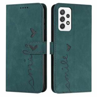 For Samsung Galaxy A23 Skin Feel Heart Pattern Leather Phone Case(Green)