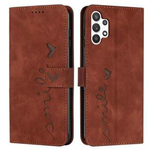 For Samsung Galaxy A32 5G Skin Feel Heart Pattern Leather Phone Case(Brown)