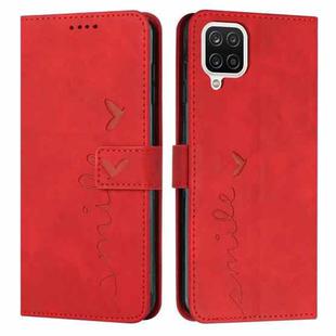 For Samsung Galaxy A42 5G Skin Feel Heart Pattern Leather Phone Case(Red)