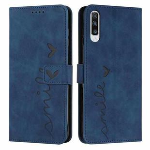 For Samsung Galaxy A50 Skin Feel Heart Pattern Leather Phone Case(Blue)