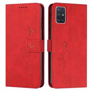 For Samsung Galaxy A51 4G Skin Feel Heart Pattern Leather Phone Case(Red)