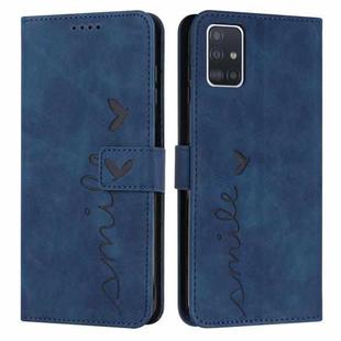 For Samsung Galaxy A51 4G Skin Feel Heart Pattern Leather Phone Case(Blue)