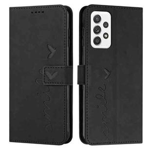 For Samsung Galaxy A52 Skin Feel Heart Pattern Leather Phone Case(Black)
