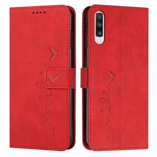 For Samsung Galaxy A70 Skin Feel Heart Pattern Leather Phone Case(Red)