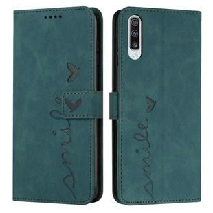 For Samsung Galaxy A70 Skin Feel Heart Pattern Leather Phone Case(Green)