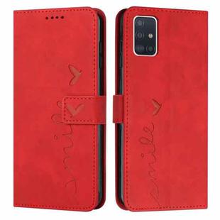 For Samsung Galaxy A71 4G Skin Feel Heart Pattern Leather Phone Case(Red)