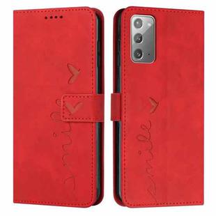 For Samsung Galaxy Note20 Skin Feel Heart Pattern Leather Phone Case(Red)