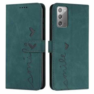 For Samsung Galaxy Note20 Skin Feel Heart Pattern Leather Phone Case(Green)
