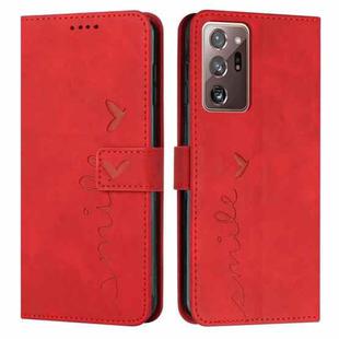 For Samsung Galaxy Note20 Ultra Skin Feel Heart Pattern Leather Phone Case(Red)
