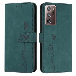 For Samsung Galaxy Note20 Ultra Skin Feel Heart Pattern Leather Phone Case(Green)