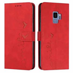 For Samsung Galaxy S9 Skin Feel Heart Pattern Leather Phone Case(Red)