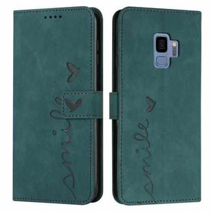 For Samsung Galaxy S9 Skin Feel Heart Pattern Leather Phone Case(Green)