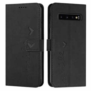 For Samsung Galaxy S10 Skin Feel Heart Pattern Leather Phone Case(Black)