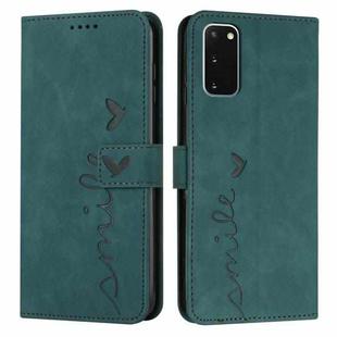 For Samsung Galaxy S20 Skin Feel Heart Pattern Leather Phone Case(Green)