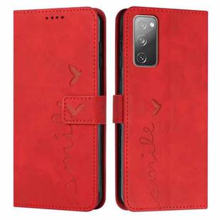 For Samsung Galaxy S20 FE Skin Feel Heart Pattern Leather Phone Case(Red)