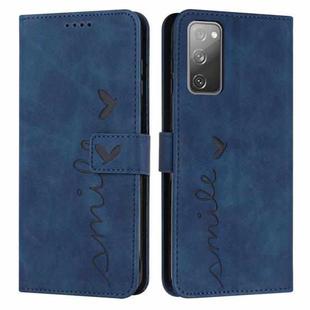 For Samsung Galaxy S20 FE Skin Feel Heart Pattern Leather Phone Case(Blue)