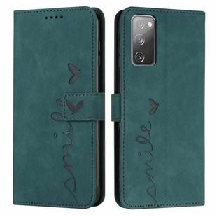 For Samsung Galaxy S20 FE Skin Feel Heart Pattern Leather Phone Case(Green)