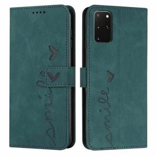 For Samsung Galaxy S20+ Skin Feel Heart Pattern Leather Phone Case(Green)