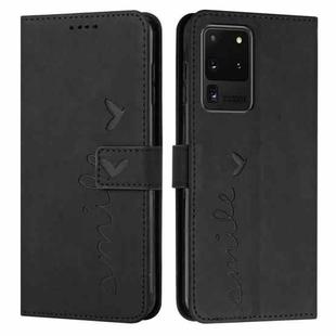 For Samsung Galaxy S20 Ultra Skin Feel Heart Pattern Leather Phone Case(Black)