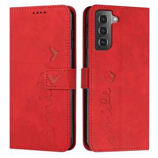 For Samsung Galaxy S21 Skin Feel Heart Pattern Leather Phone Case(Red)