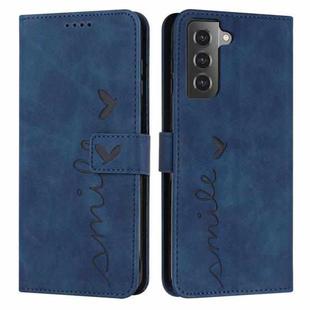 For Samsung Galaxy S21 Skin Feel Heart Pattern Leather Phone Case(Blue)