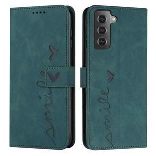For Samsung Galaxy S21 Skin Feel Heart Pattern Leather Phone Case(Green)