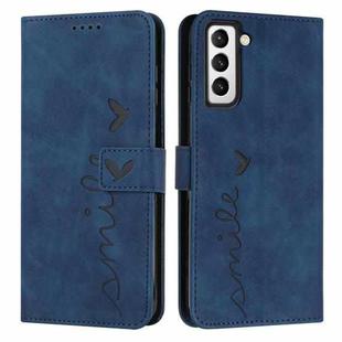For Samsung Galaxy S22 Skin Feel Heart Pattern Leather Phone Case(Blue)