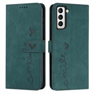 For Samsung Galaxy S22 Skin Feel Heart Pattern Leather Phone Case(Green)