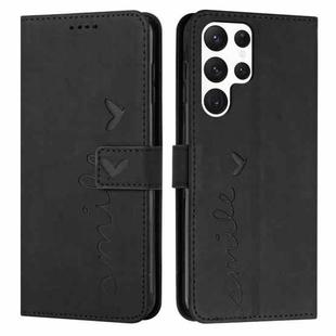 For Samsung Galaxy S22 Ultra Skin Feel Heart Pattern Leather Phone Case(Black)