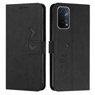 For OPPO A54/A74/A93 Skin Feel Heart Pattern Leather Phone Case(Black)