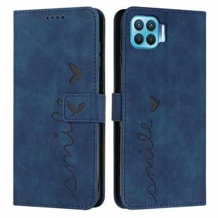 For OPPO A73/F17 Skin Feel Heart Pattern Leather Phone Case(Blue)