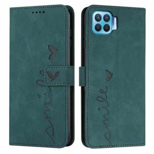 For OPPO A73/F17 Skin Feel Heart Pattern Leather Phone Case(Green)