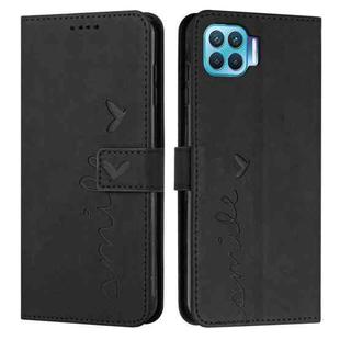 For OPPO A93 4G/F17 Pro Skin Feel Heart Pattern Leather Phone Case(Black)