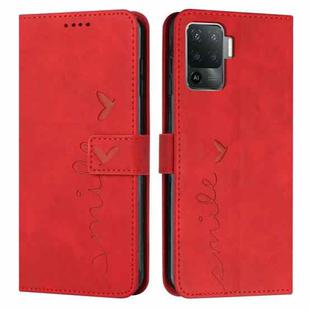 For OPPO A94 4G/F19 Pro Skin Feel Heart Pattern Leather Phone Case(Red)