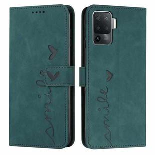 For OPPO A94 4G/F19 Pro Skin Feel Heart Pattern Leather Phone Case(Green)