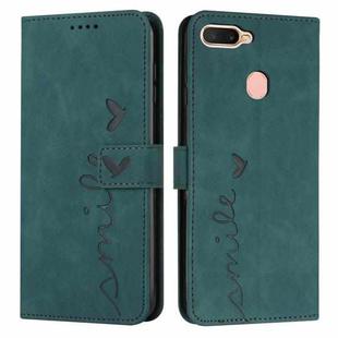 For OPPO A7/A5s/A12 Skin Feel Heart Pattern Leather Phone Case(Green)