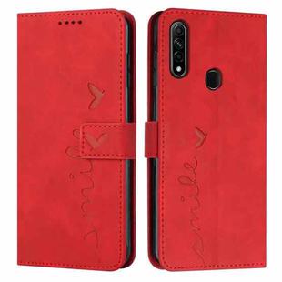 For OPPO A8/A31 Skin Feel Heart Pattern Leather Phone Case(Red)