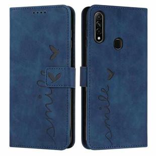 For OPPO A8/A31 Skin Feel Heart Pattern Leather Phone Case(Blue)