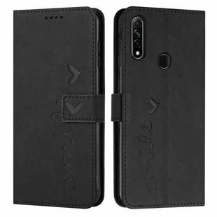 For OPPO A8/A31 Skin Feel Heart Pattern Leather Phone Case(Black)