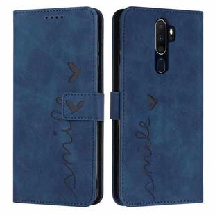 For Oppo A9 2020 Skin Feel Heart Pattern Leather Phone Case(Blue)
