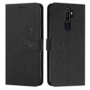 For Oppo A9 2020 Skin Feel Heart Pattern Leather Phone Case(Black)