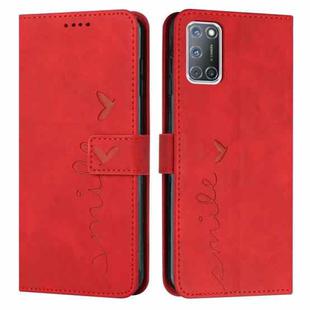 For OPPO A52/A72/A92 Skin Feel Heart Pattern Leather Phone Case(Red)