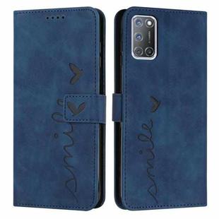 For OPPO A52/A72/A92 Skin Feel Heart Pattern Leather Phone Case(Blue)