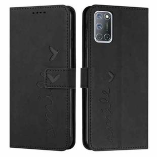 For OPPO A52/A72/A92 Skin Feel Heart Pattern Leather Phone Case(Black)