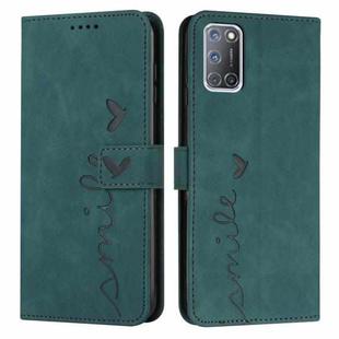 For OPPO A52/A72/A92 Skin Feel Heart Pattern Leather Phone Case(Green)