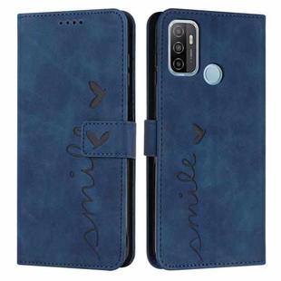 For OPPO A53 Skin Feel Heart Pattern Leather Phone Case(Blue)