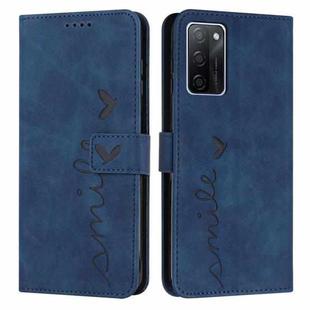 For OPPO A55s Skin Feel Heart Pattern Leather Phone Case(Blue)